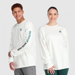 Outdoor Research OR Lockup Chest Logo Long Sleeve T-shirts Herren Weiß | Österreich-481CXQWUG