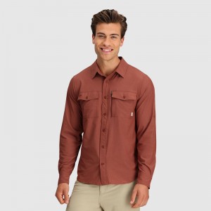 Outdoor Research Way Station Long Sleeve Hemd Herren Rot Braun | Österreich-471CMBGJY