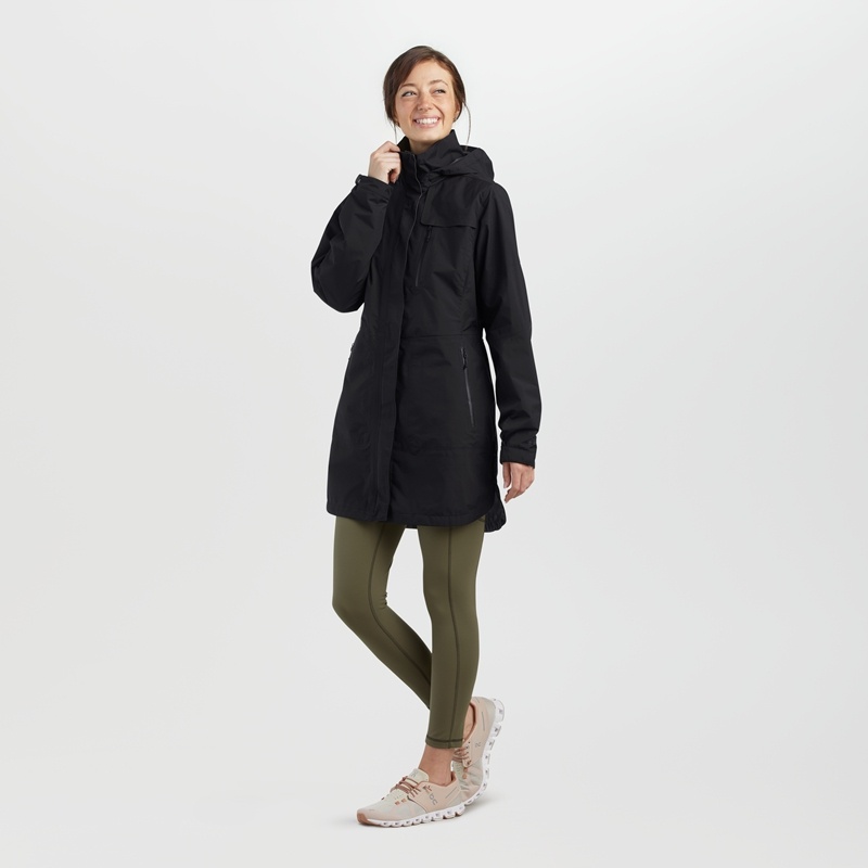 Outdoor Research Aspire Trench Regenjacke Damen Schwarz | Österreich-610ZVXCPF