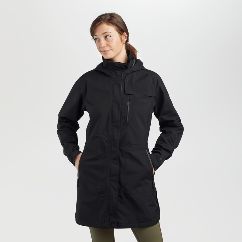 Outdoor Research Aspire Trench Regenjacke Damen Schwarz | Österreich-610ZVXCPF