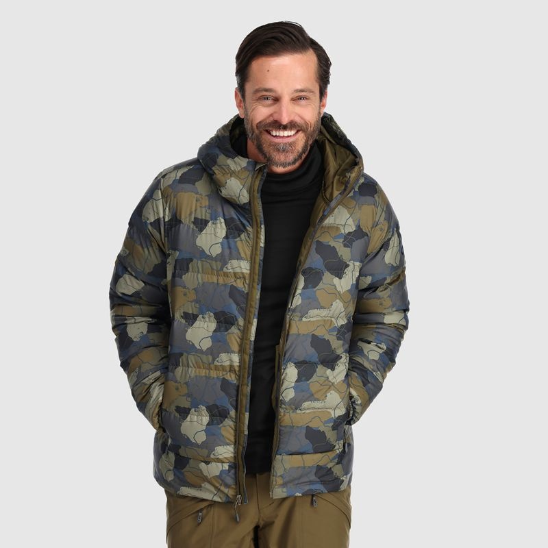 Outdoor Research Coldfront Down Hoodie Daunenjacke Herren Camouflage | Österreich-793KOJGMA