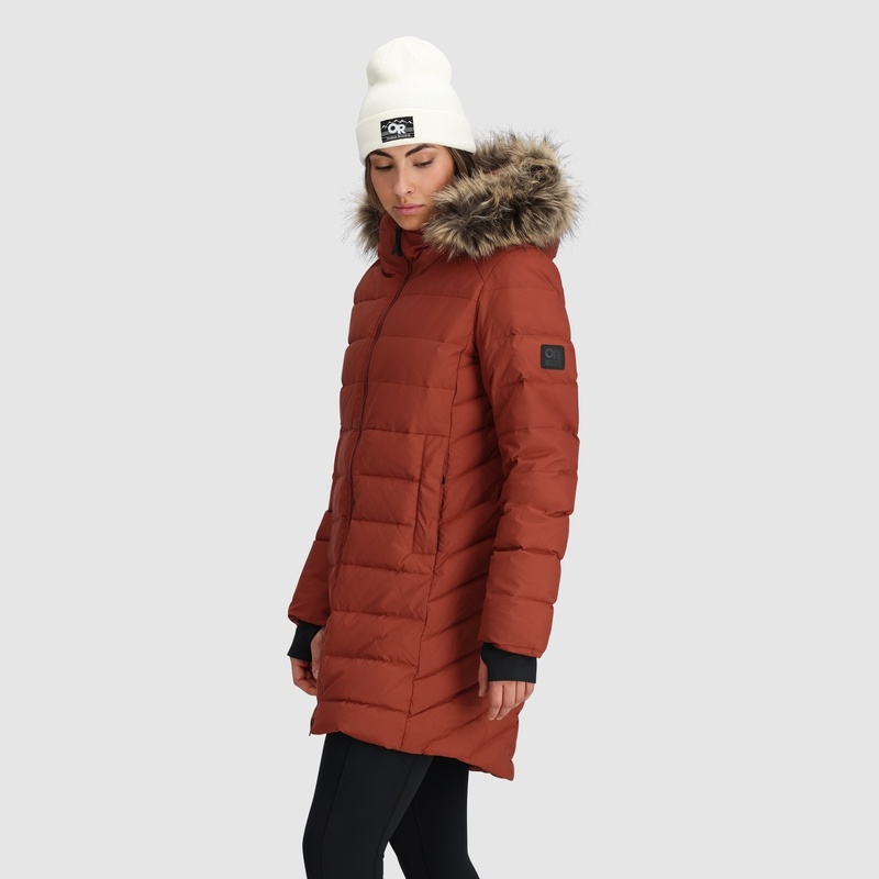 Outdoor Research Coze Lux Down Parka Damen Rot Braun | Österreich-824ZDGTJH