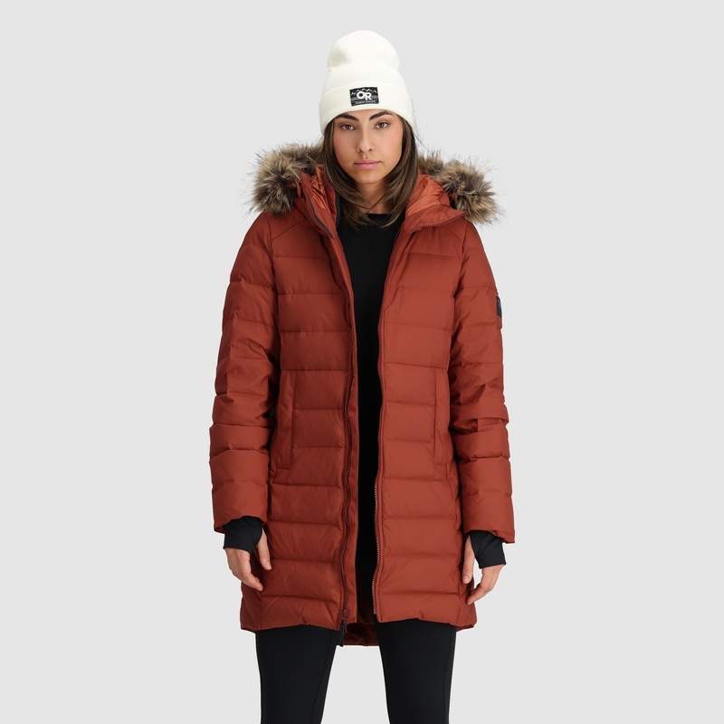 Outdoor Research Coze Lux Down Parka Damen Rot Braun | Österreich-824ZDGTJH