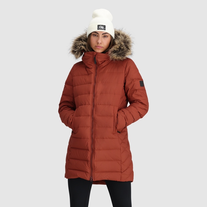 Outdoor Research Coze Lux Down Parka Damen Rot Braun | Österreich-824ZDGTJH