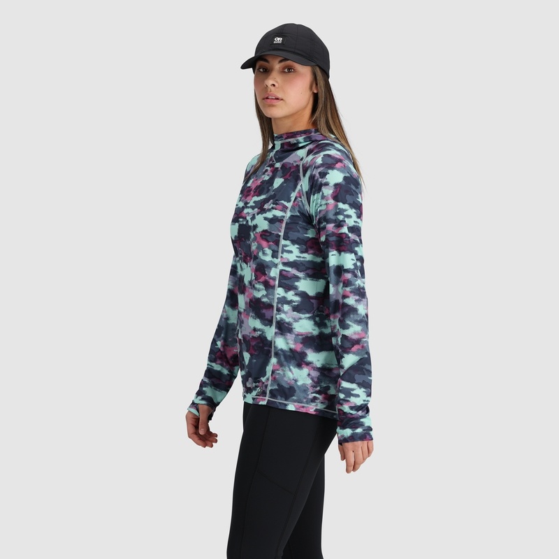 Outdoor Research Echo Printed Hoodie Damen Türkis Camouflage | Österreich-639RMAPXJ