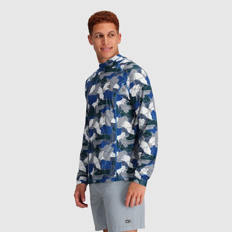 Outdoor Research Echo Printed Hoodie Herren Blau Grau Grün | Österreich-095QPJRYV