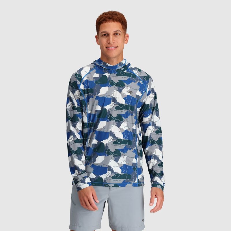 Outdoor Research Echo Printed Hoodie Herren Blau Grau Grün | Österreich-095QPJRYV