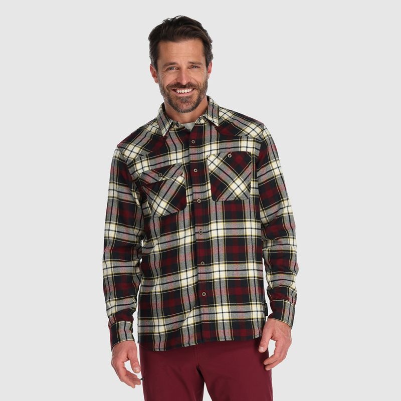 Outdoor Research Feedback Flannel Hemd Herren Dunkelrot Schwarz Weiß | Österreich-615JZKAFY