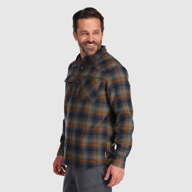 Outdoor Research Feedback Flannel Hemd Herren Dunkelgrau Navy Braun | Österreich-352KNPESF