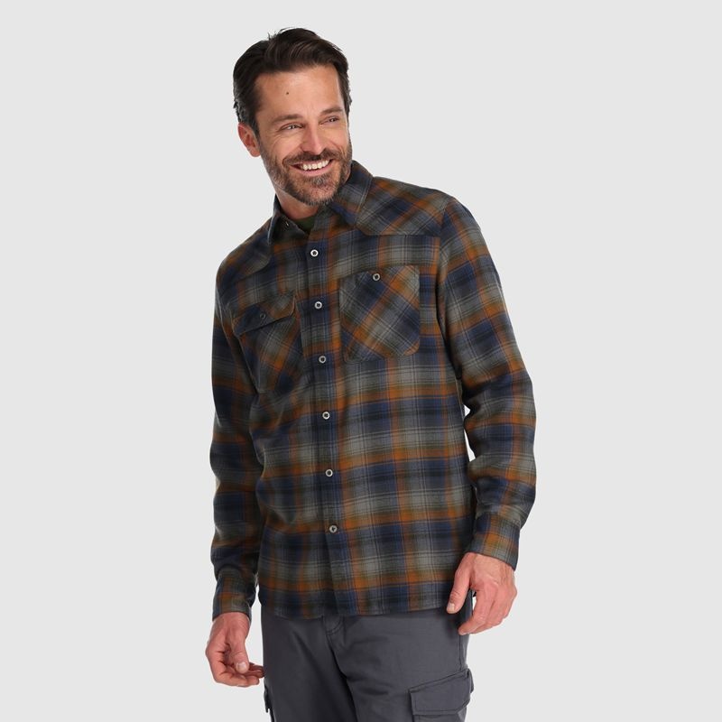 Outdoor Research Feedback Flannel Hemd Herren Dunkelgrau Navy Braun | Österreich-352KNPESF