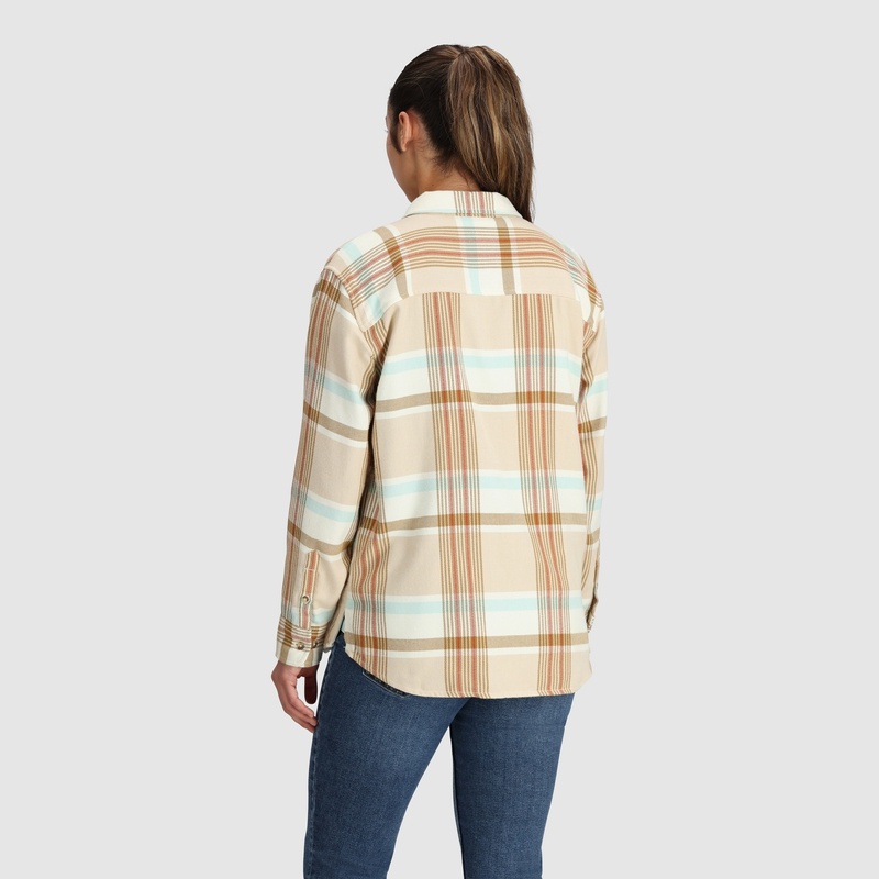 Outdoor Research Feedback Flannel Twill Hemd Damen Hellbraun Weiß | Österreich-012WGXVHC