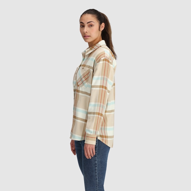 Outdoor Research Feedback Flannel Twill Hemd Damen Hellbraun Weiß | Österreich-012WGXVHC