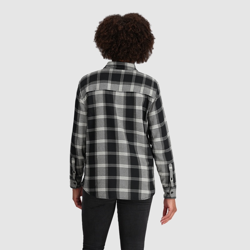 Outdoor Research Feedback Flannel Twill Hemd Damen Schwarz Grau | Österreich-592RPVSIE