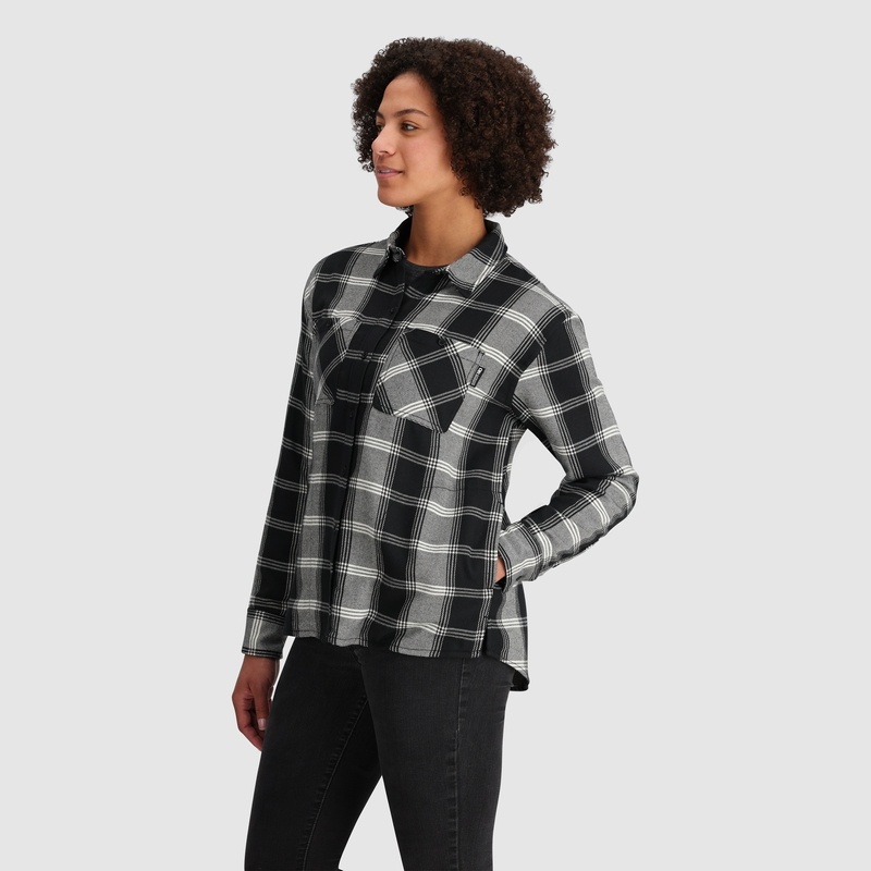 Outdoor Research Feedback Flannel Twill Hemd Damen Schwarz Grau | Österreich-592RPVSIE