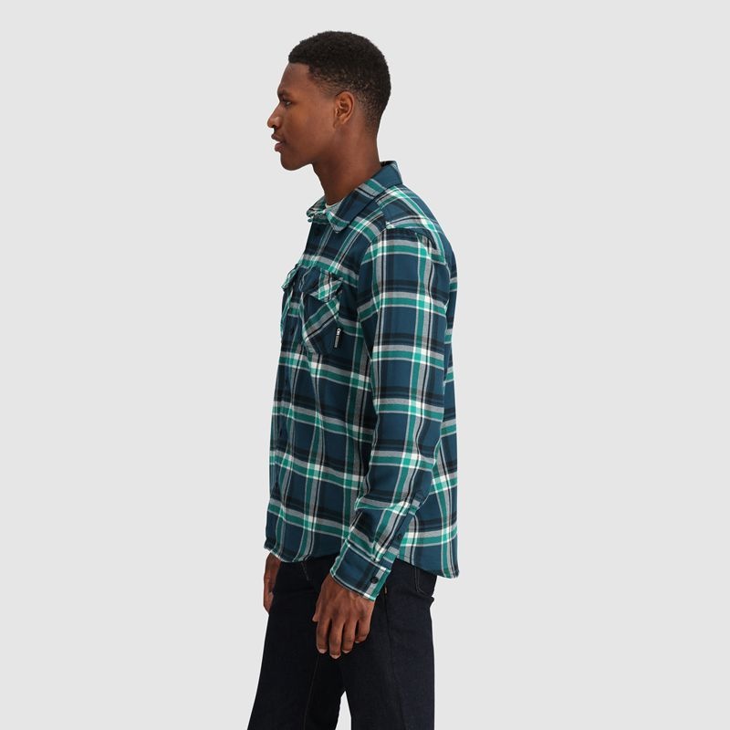 Outdoor Research Feedback Flannel Twill Hemd Herren Grün Türkis | Österreich-403VALYDO