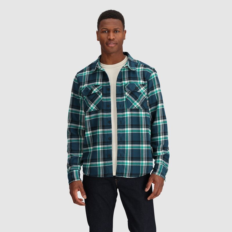 Outdoor Research Feedback Flannel Twill Hemd Herren Grün Türkis | Österreich-403VALYDO