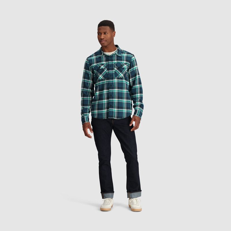 Outdoor Research Feedback Flannel Twill Hemd Herren Grün Türkis | Österreich-403VALYDO