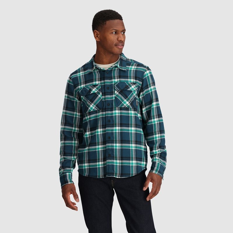 Outdoor Research Feedback Flannel Twill Hemd Herren Grün Türkis | Österreich-403VALYDO