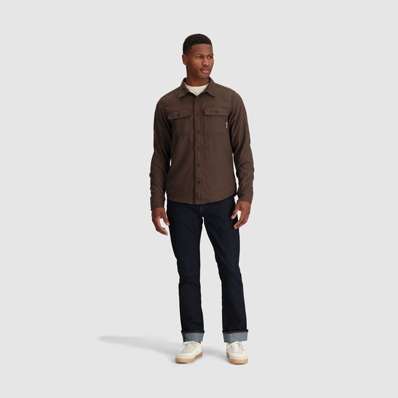 Outdoor Research Feedback Flannel Twill Hemd Herren Dunkelbraun | Österreich-479WCJSIB