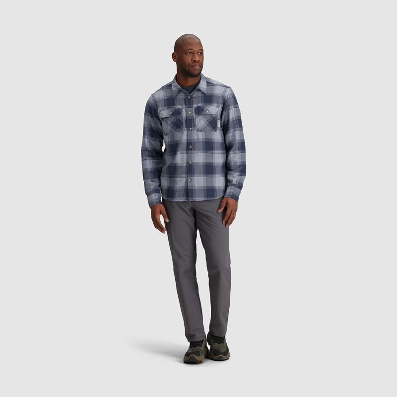 Outdoor Research Feedback Flannel Twill Hemd Herren Grau Navy | Österreich-264JZFEGD