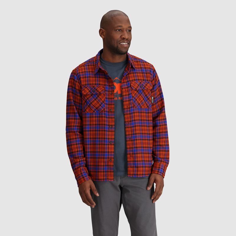 Outdoor Research Feedback Flannel Twill Hemd Herren Orange Blau | Österreich-609SHLYVX