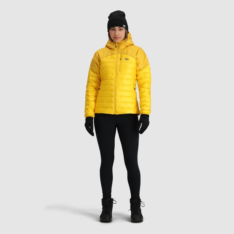 Outdoor Research Helium Down Hoodie Jacken Damen Gelb | Österreich-713OUSJQH