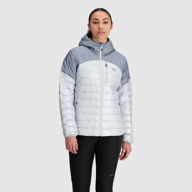 Outdoor Research Helium Down Hoodie Jacken Damen Weiß Blau | Österreich-973PBJUWA