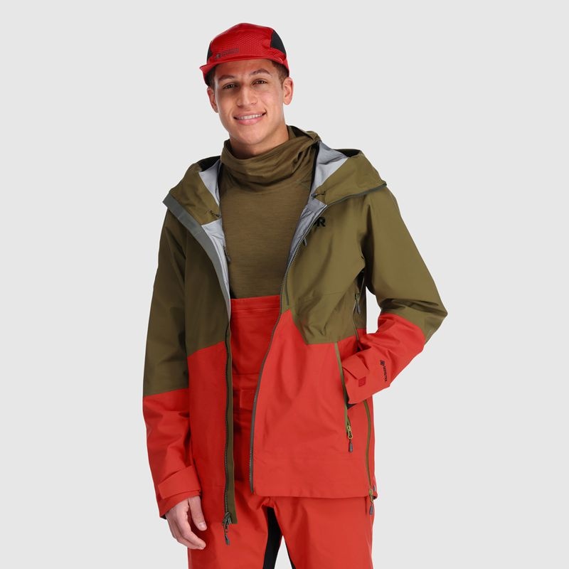 Outdoor Research Hemispheres II GORE-TEX® Skijacke Herren Olivgrün Rot | Österreich-035XMUCDK