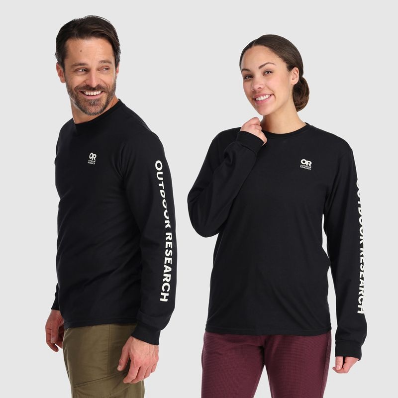 Outdoor Research OR Lockup Chest Logo Long Sleeve T-shirts Damen Schwarz Weiß | Österreich-153WFLAQI