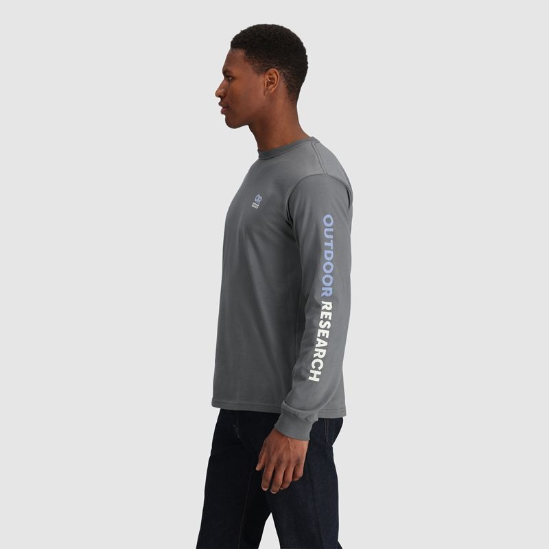 Outdoor Research OR Lockup Chest Logo Long Sleeve T-shirts Herren Grau | Österreich-308RLFISM