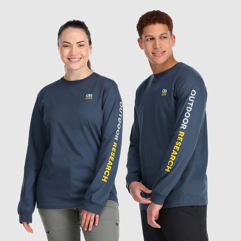 Outdoor Research OR Lockup Chest Logo Long Sleeve T-shirts Herren Dunkelblau | Österreich-163JMFZYT