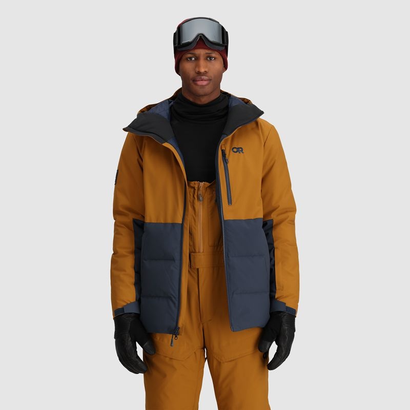 Outdoor Research Snowcrew Down Skijacke Herren Braun Navy | Österreich-503IAVGKT