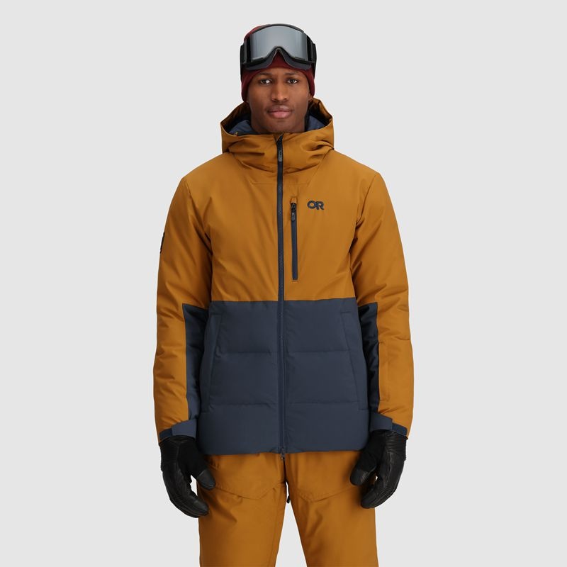 Outdoor Research Snowcrew Down Skijacke Herren Braun Navy | Österreich-503IAVGKT