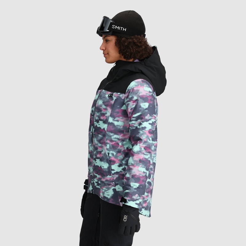 Outdoor Research Snowcrew Skijacke Damen Helltürkis Camouflage | Österreich-032OYRALH