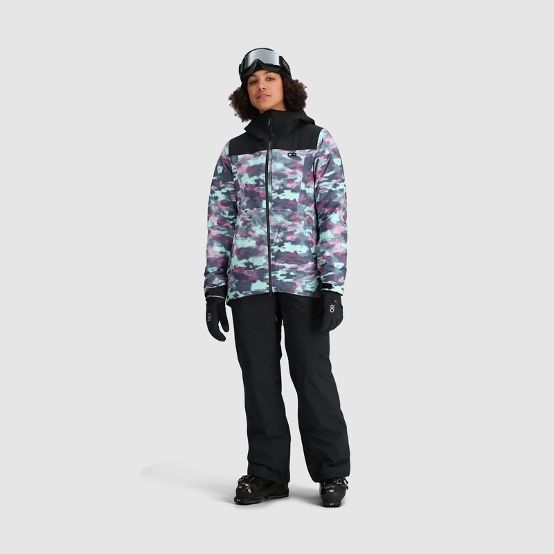 Outdoor Research Snowcrew Skijacke Damen Helltürkis Camouflage | Österreich-032OYRALH