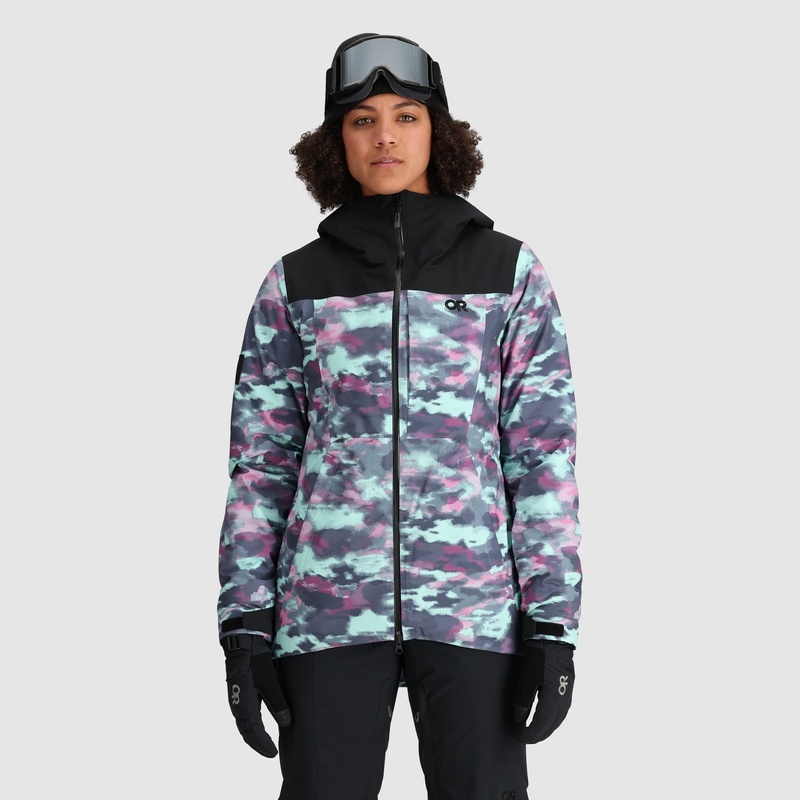 Outdoor Research Snowcrew Skijacke Damen Helltürkis Camouflage | Österreich-032OYRALH