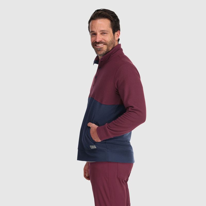 Outdoor Research Trail Mix Snap II Pullover Herren Bordeaux Navy | Österreich-507LEYHJF