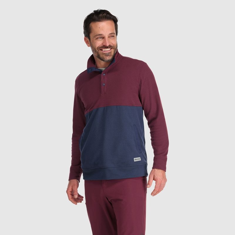 Outdoor Research Trail Mix Snap II Pullover Herren Bordeaux Navy | Österreich-507LEYHJF