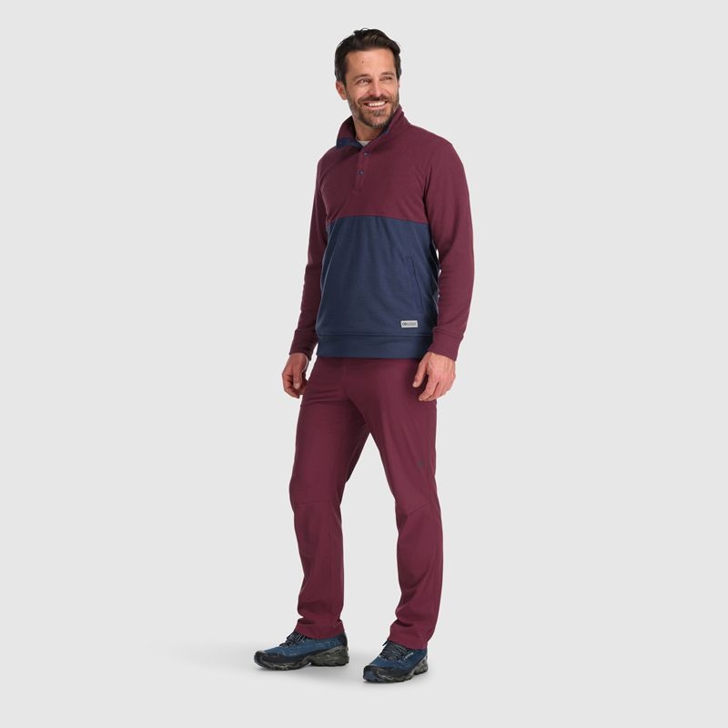 Outdoor Research Trail Mix Snap II Pullover Herren Bordeaux Navy | Österreich-507LEYHJF