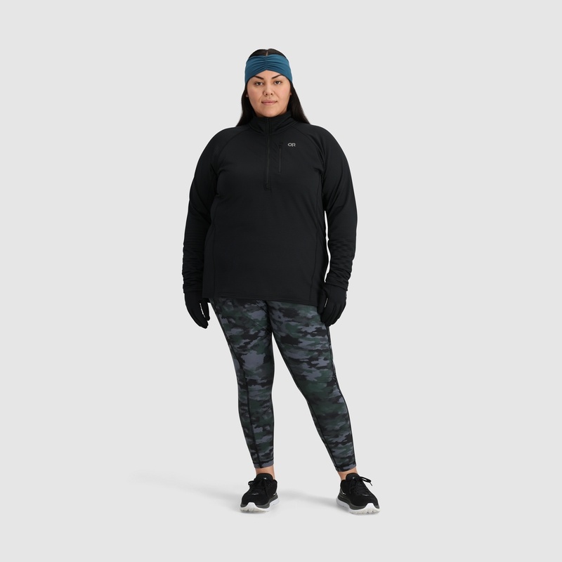 Outdoor Research Vigor Grid Half Zip-Plus Fleece Damen Schwarz | Österreich-673QOSMFD