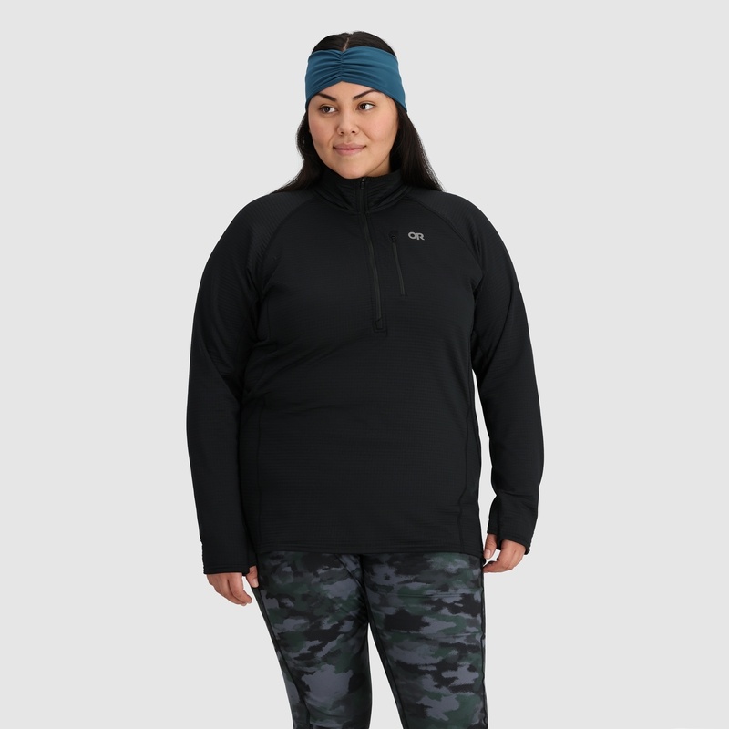 Outdoor Research Vigor Grid Half Zip-Plus Fleece Damen Schwarz | Österreich-673QOSMFD